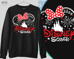 Disney Squad 2024 Printed Sweatshirt, Mickey & Minnie Disneyworld Sweater, Family Matching Jumper, Vacation Holiday Trip Crew Sweatshirt