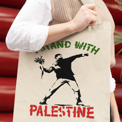 I Stand With Palestine Tote Bag, Save Palestine Gaza Carry Bag, Human Rights Activist Gifts, Palestinian Supporter Canvas Tote Bag Gifts