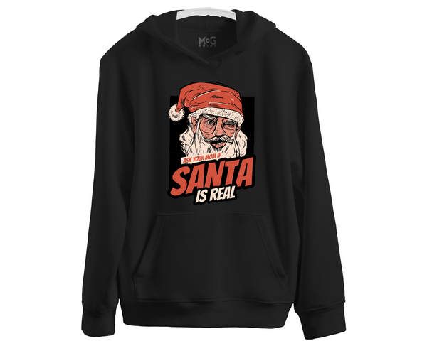 Adult Christmas Joke Hoodie | Funny Santa is Real Hoody Xmas Party Gifts for Men