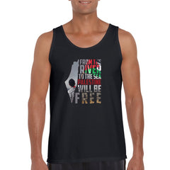 From the River to the Sea Palestine Will Be Free Tank Top for Men, Palestine Map Vest, Free Palestine Stop War Undershirt Vests Gifts