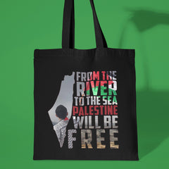 From the River to the Sea Palestine Will Be Free Canvas Tote Bag, Palestinian Rights Bag, Free Palestine Supporter Gifts, Aesthetic Tote Bag
