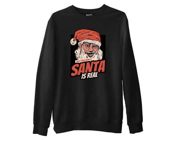 Adult Christmas Joke Sweatshirt | Funny Santa is Real Jumper Xmas Gifts for Men