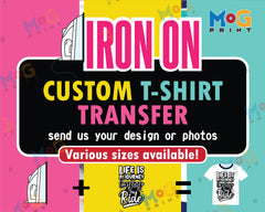Personalised Iron on Transfers - DIY Heat Transfers Ready to Apply - DTF Transfer Gang Sheet Iron on Patch - Custom Own Logo Text Personalised