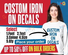 DIY Iron on Vinyl Transfers - Iron on Name - Iron on Letters - Custom Text Personalised Iron on Transfer - Custom Heat Transfers - Iron on Decal