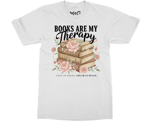 Books Are My Therapy T-shirt Floral Bookish Tee Book Lovers Reader Top