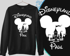 Mickey Minnie Disneyland Printed Sweatshirt, Personalised Sweater Men Women Disney Lovers, Customised Matching Family Jersey, Birthday Gift