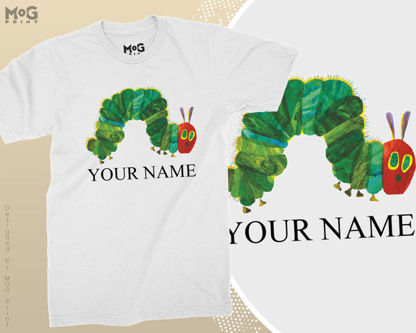 Personalised Kids Name Hungry Caterpillar T-Shirt World Book Day Cute Custom Very Hungry Caterpillar Boys/Girls Costume Reading Gift Tee Top