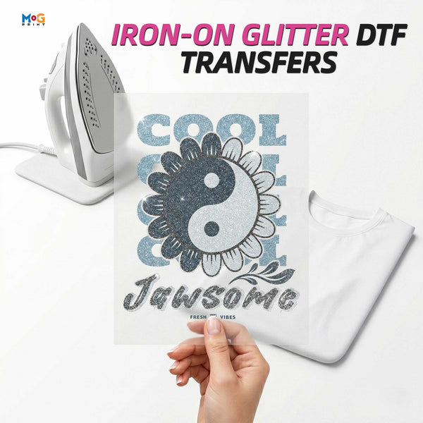 Glitter Iron On Transfers Sparkling DTF Heat Transfer for T-Shirts