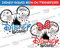 Disney Squad Iron on Transfers for T-shirts Garments, Disney World Mickey & Minnie Prints, Disneyland Family Holiday Matching Shirts