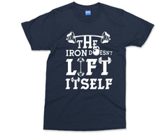 Weight Lifting T-shirt The Iron Doesn't Lift itself Bodybuilding Fitness Training Cross Fit Shirt Gift for Biceps Lovers Christmas present
