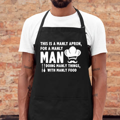 Funny Apron for Men, This Is A Manly Apron, Dad Chef Gift, Barbecue Apron, Father's Cooking Gift, Aprons with Pockets