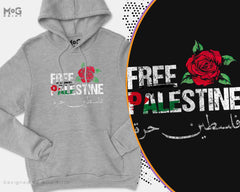 FREE PALESTINE Arabic Hoodie, Rose Flower Anti War, Human Rights Activist, Arabic Gifts, East Africa Heritage Palestinian Flag - Jumper