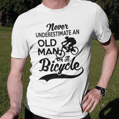 Cyclist lovers T-shirt Never Underestimate an Old Man Cycling, Cyclist Daddy Grandad Grandpa British Cycling Tour Gift Birthday