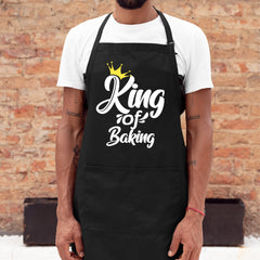 King of Baking Apron, Funny Mens Apron, Baking & Catering Apron with Pockets, Dad Chef Apron, Apron for Men, Kitchen Cooking Gifts Mens