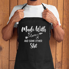 Funny Apron Gift, Made With Love and Some Other Shit, Apron for Women, Aprons for her, Baking Cooking Gifts, Apron Bib With Pockets UK