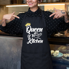 Queen of The Kitchen Apron, Apron for Women, Mum Wife Apron, Kitchen Cooking Gifts, Kitchen Gifts, Funny Apron for Her, Chef Gifts