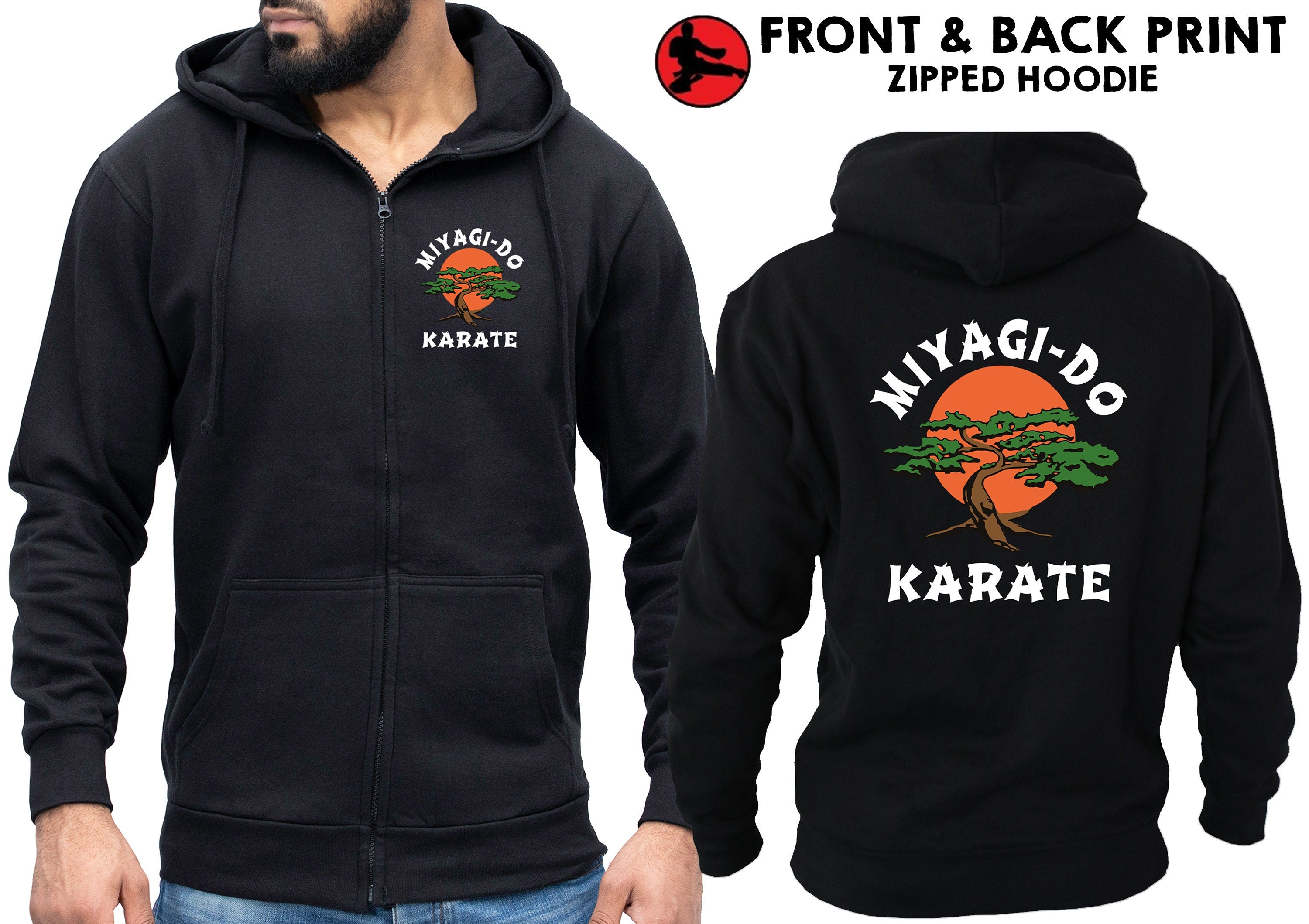 Miyagi DO Karate Zip Hoodie Cobra Kai Inspired Hoody Cobra Kai Gifts Mog Print