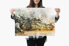 Watercolour Crocodile Poster Portrait Styled Large Wall Art Poster Perfect Gift Home Decor, Premium Quality, Animal Poster Print A4 - A0