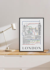 LONDON POSTER, London Wall Art, London Print, London Skyline, London Gifts, London Decor, London Living Room, London Underground Art Poster