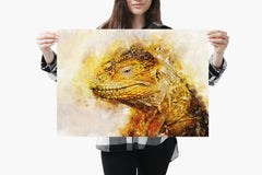 Watercolour Dragon Lizard Poster Portrait Styled Large Wall Art Poster Perfect Gift Home Decor, Premium Quality Animal Poster Print A4 - A0