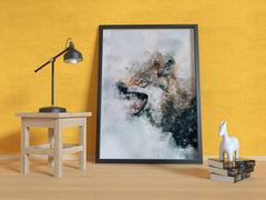 Grey Wolf Poster Water Art Styled Alpha Fangs Large Wall Art Perfect Gift Home Decor, Premium Quality, Animal Poster Print From A4 - A0