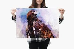 Watercolour Eagle Poster Styled Large Falcon Wall Art Poster Perfect Gift Home Decor, Premium Quality, Animal Poster Print From A4 - A0