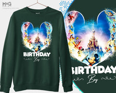 Disneyland Birthday Squad Printed Sweatshirt, Matching Sweaters for Boys Girls, Disney Theme Celebration, Mickey and Friends Family Shirts
