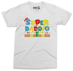 Super Daddio Funny Daddy Fathers Day Nerdy Video Gamer 8bit Retro Lover Dad Retro Video Game Boy Dad Gift Gaming Fathers Day Birthday Tshirt