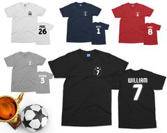 Football Personalised T-shirt Custom Football Shirt with YOUR NAME & NUMBER, Mens Coach Kit, Kids Sports Soccer team