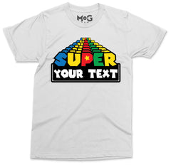 Super Custom Text T-shirt, Mushroom Kingdom Funny Video Game Personalised Tee, Father's Day Thank You Gift Top Idea For Dad Grandpa