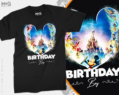 Disneyland Birthday Party T-shirt, Group Matching Shirts for Boys Family Friends Disney Squad , Mickey and Minnie Theme Celebration Tops