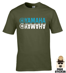 YAMAHA Mirrored Logo T-shirt Motorcycle Biker Tee Motorbike Rider Gift