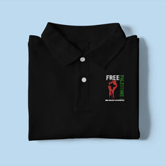 Free Palestine Fist Symbol Graphic Palestinian Flag Support Polo T-shirt, End Israeli Occupation For United Palestine Protest Gift Tee