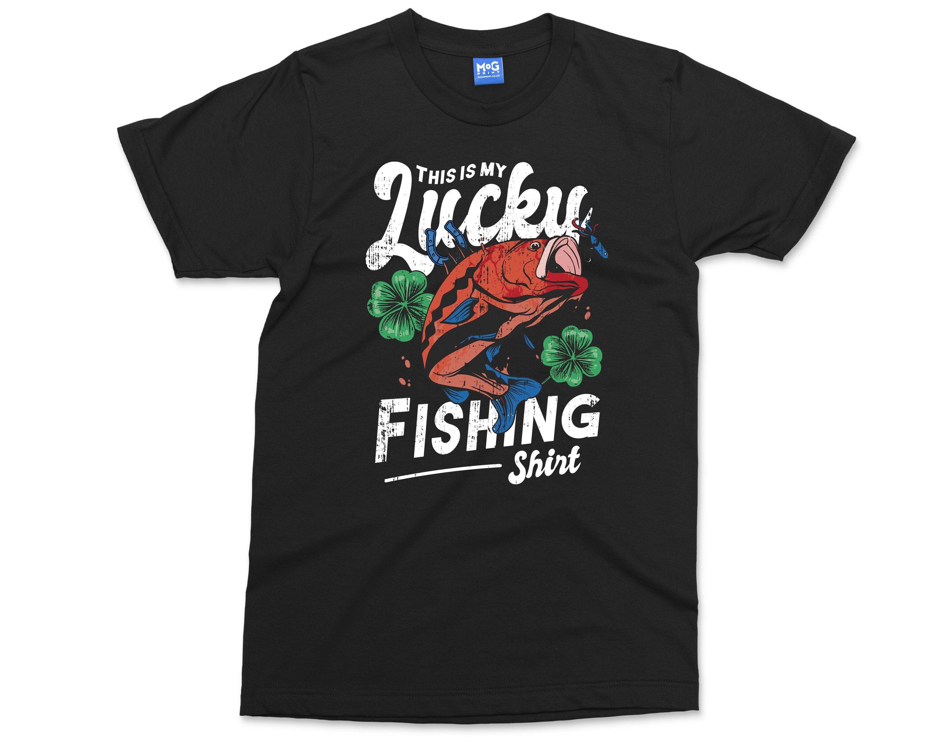 Fishing t-shirt This is my Lucky Fishing Shirt Fisherman Slogan mens t