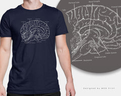 Anatomical Brain Anatomy T-Shirt Biology Neuroanatomy Medical Brain Science Gift, Tshirt for Doctor Biologist Present, Unisex Top