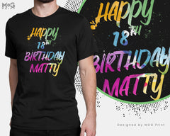 Personalised Watercolour Text T-Shirt, Custom Any Own Text Shirt, Colourful Message Personalized Gift, Funny Birthday Hen Party tshirt