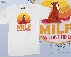 MILF Man I Love Foxes T-shirt, Milfs Joke Humour Shirt, Funny Slogan Tshirt, MILF T shirt for Men, Dad Husband Gift Present Mens Tee Top