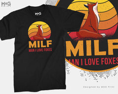 MILF Man I Love Foxes T-shirt, Milfs Joke Humour Shirt, Funny Slogan Tshirt, MILF T shirt for Men, Dad Husband Gift Present Mens Tee Top