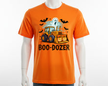 Funny Halloween Boo Dozer Ghost Pumpkin T-Shirt Trick or Treat Bats Spooky Top