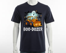 Funny Halloween Boo Dozer Ghost Pumpkin T-Shirt Trick or Treat Bats Spooky Top