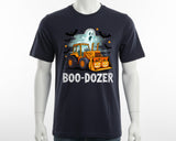 Funny Halloween Boo Dozer Ghost Pumpkin T-Shirt Trick or Treat Bats Spooky Top