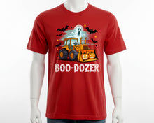Funny Halloween Boo Dozer Ghost Pumpkin T-Shirt Trick or Treat Bats Spooky Top