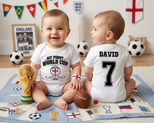 My First Football World Cup Baby Romper Custom Name Number Kids Outfit