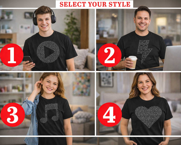 Custom Song Lyrics T-shirt Your Favorite Music Tee Musicians Gift Top