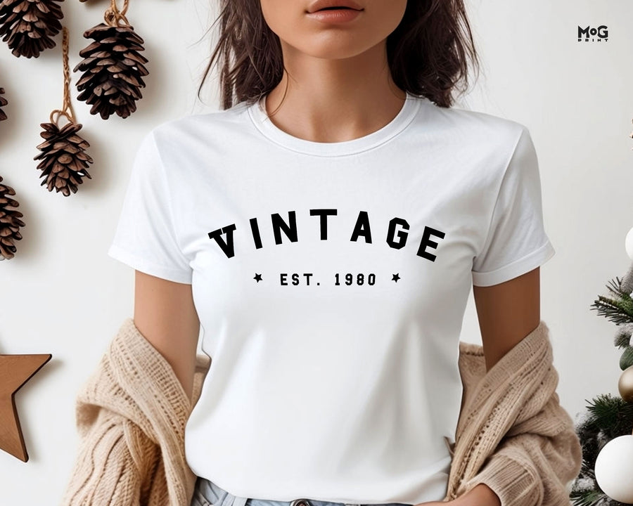 Custom Vintage Birthday Year T-shirt Personalised Kids & Adults Gift