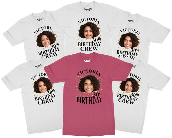 Custom Face 30th Birthday Group T-shirt Personalised Photo Party Top