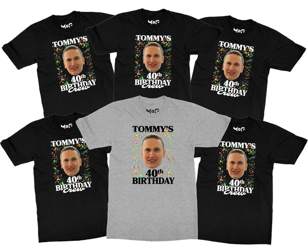 Personalised 40th Birthday Party T-shirt Custom Photo Confetti Shirt