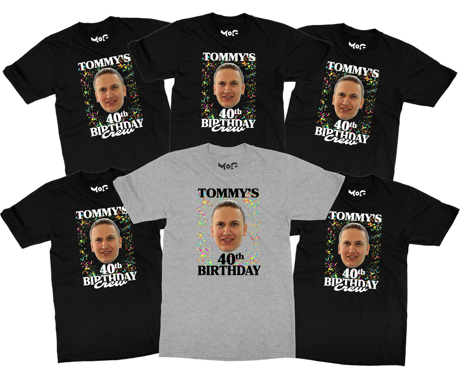 Personalised 40th Birthday Party T-shirt Custom Photo Confetti Shirt