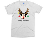 Mickey Minnie Merry Christmas T-shirt Rudolph Antlers Matching Family Xmas Top