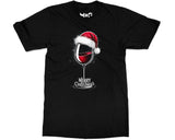 Funny Santa Hat Wine Glass T-shirt Holiday Drinking Tee Merry Xmas Top